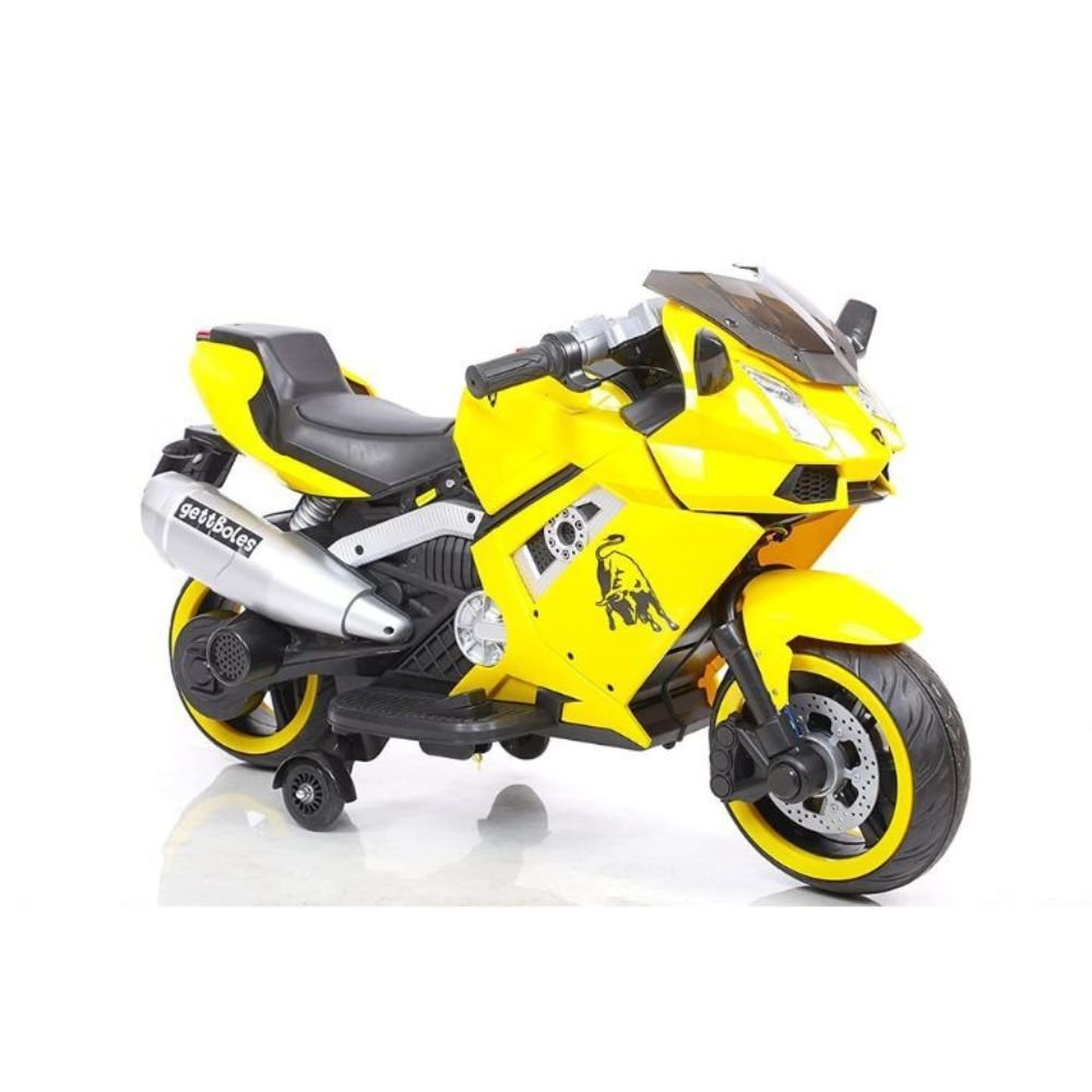 GettBoles Pl 6644 Electric Rechargeable 12V Battery Operated Ride on Bike for Kids with Hand Race