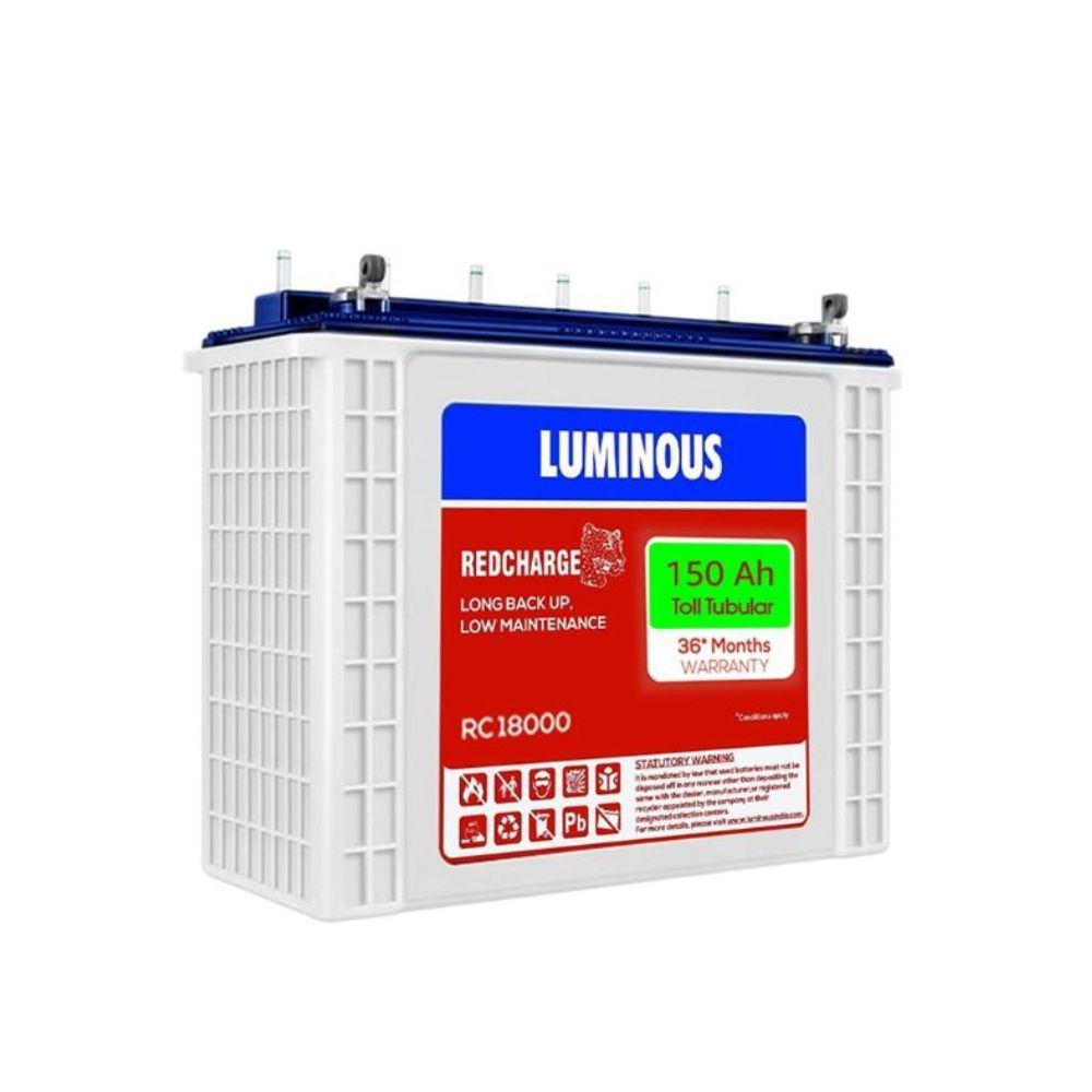 Luminous Red Charge RC 18000 150 Ah, Recyclable Tall Tubular Inverter Battery for Home