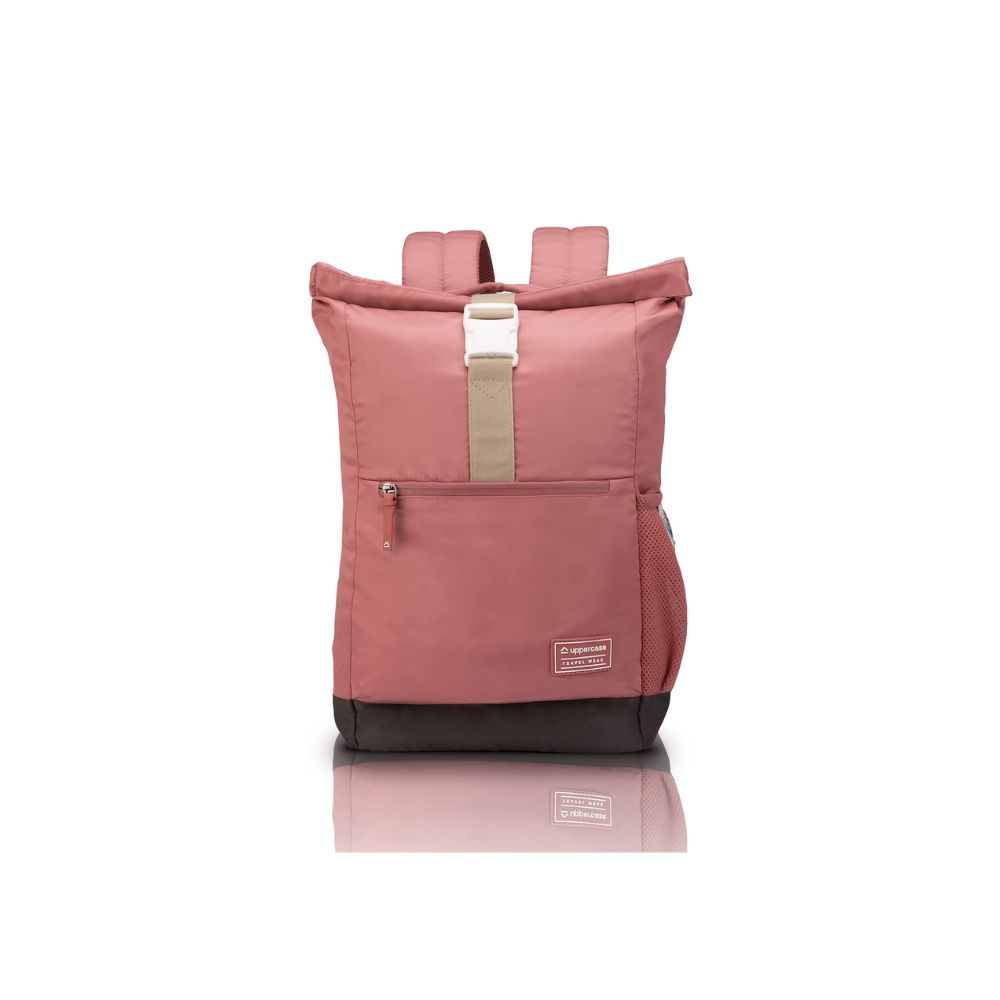 uppercase 14 Ltrs Medium (14.6 inch) Laptop Backpack 2100EBP1 Roll Top Office - College 3x more water repellent sustainable bags with rain proof zippers (Pink)