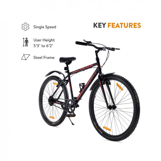 Urban Terrain UT7000S27.5 Tokyo City Bike with Complete Accessories, Free Cycling Event & Ride Tracking App by Cultsport (18 Inches Frame, Ideal for Unisex, Black - Red)
