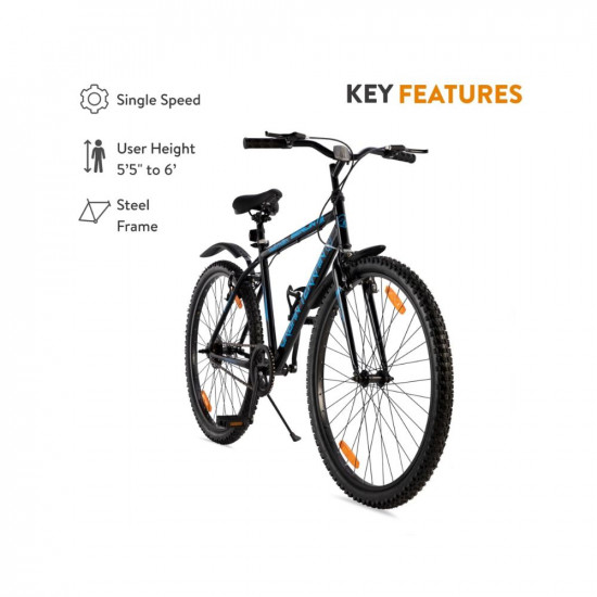Urban Terrain UT7001S27.5 Berlin City Bike with Complete Accessories, Free Cycling Event & Ride Tracking App by Cultsport (Black - Blue, Ideal for Unisex, Frame: 18 Inches)