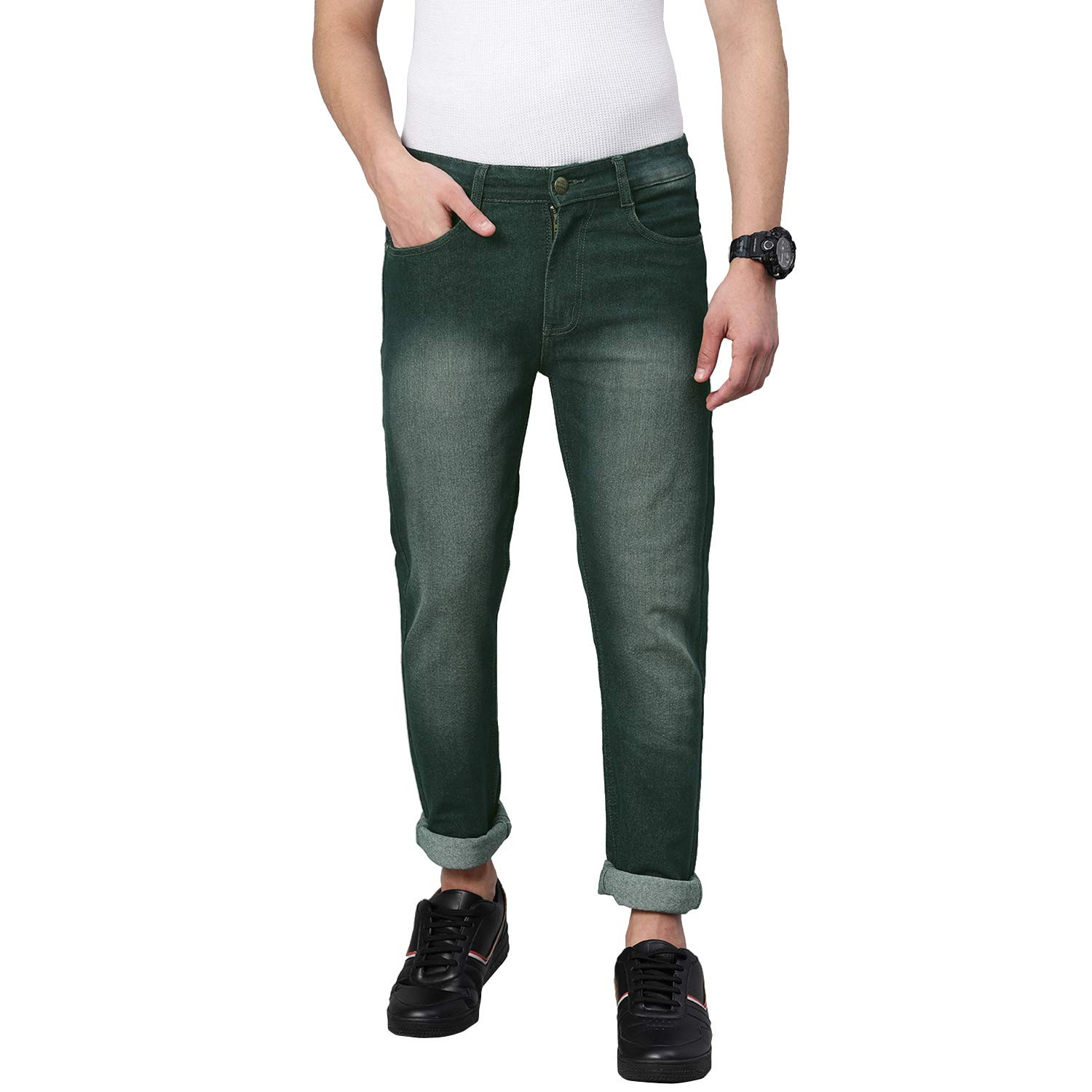 Urbano Fashion Men's Light Grey Regular Fit Washed Jeans Stretchable  (epsreg-lgrey-32),Size -32