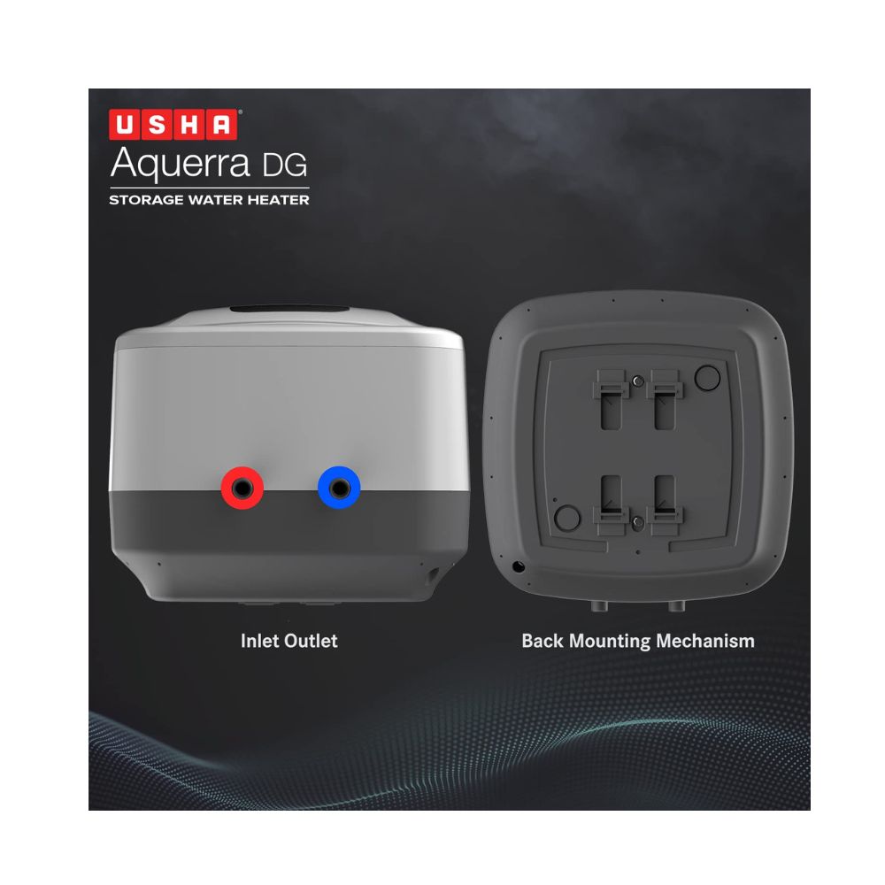 Usha Aquerra DG 25 Litre 5 Star Digital Storage Water Heater with Remote (White)