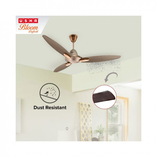 Usha Bloom Daffodil Goodbye Dust Ceiling Fan 1250mm, Sparkle Golden and Brown