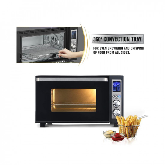 Usha CALYPSO Digital Air Fryer Oven Toaster Grill OTG 30 Litre capacity All in one- Air Fry Bake Dehydrate Toast Broil  Digital Display  8 Cooking Options 8 accessories 2 Yrs Warranty Black