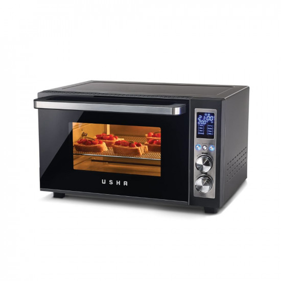 Usha CALYPSO Digital Air Fryer Oven Toaster Grill OTG 30 Litre capacity All in one- Air Fry Bake Dehydrate Toast Broil  Digital Display  8 Cooking Options 8 accessories 2 Yrs Warranty Black