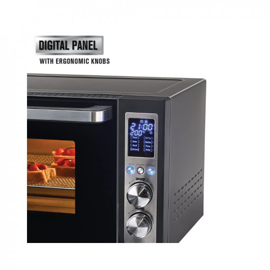 Usha CALYPSO Digital Air Fryer Oven Toaster Grill OTG 30 Litre capacity All in one- Air Fry Bake Dehydrate Toast Broil  Digital Display  8 Cooking Options 8 accessories 2 Yrs Warranty Black