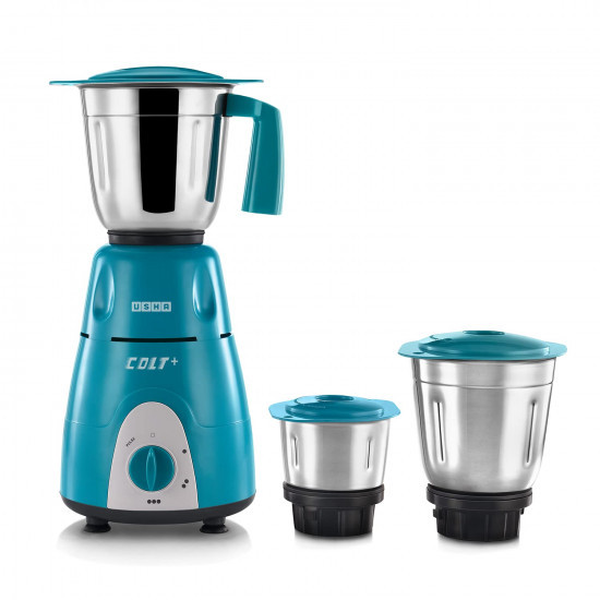 Usha Colt Plus MG 3772 750-Watt Copper Motor Mixer Grinder with 3 Jars and 2 Years Product Warranty  5 Years Motor Warranty Green