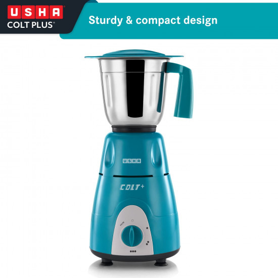 Usha Colt Plus MG 3772 750-Watt Copper Motor Mixer Grinder with 3 Jars and 2 Years Product Warranty  5 Years Motor Warranty Green