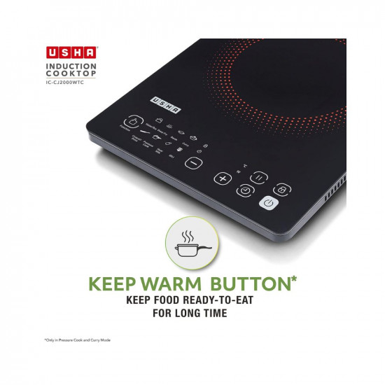 Usha Cookjoy (Cj2000Wtc) 2000 Watt Induction Cooktop With Touch Control (Black), Sealed, 1 Burner