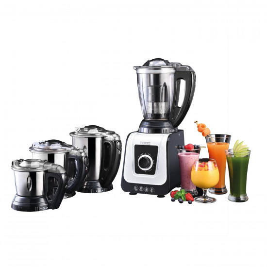 USHA ICHEF 750 Watt Copper Motor Mixer Grinder with 3 SS Jars  Translucent blender PC Jar with fruit filter Hands Free operation with Dual Safety Lock 2 Yr Product  5 Yrs Motor WarrantyWhiteBLK