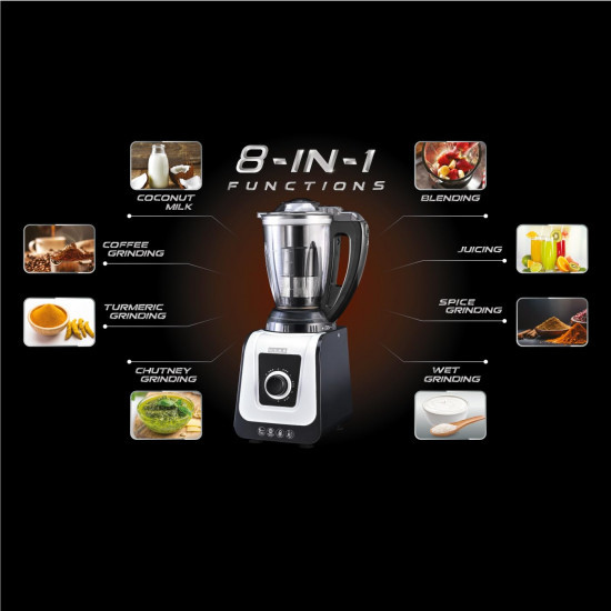 USHA ICHEF 750 Watt Copper Motor Mixer Grinder with 3 SS Jars  Translucent blender PC Jar with fruit filter Hands Free operation with Dual Safety Lock 2 Yr Product  5 Yrs Motor WarrantyWhiteBLK