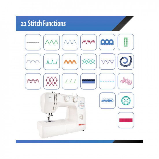 Usha Janome Allure Automatic Zig-Zag Electric Sewing Machine  13 Built-In-Stitches  21 Stitch Function White with complementary Sewing Lessons in Nine languages