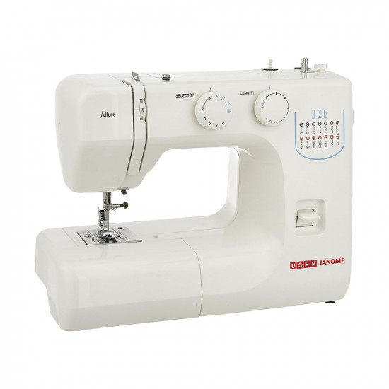 Usha Janome Allure Automatic Zig-Zag Electric Sewing Machine  13 Built-In-Stitches  21 Stitch Function White with complementary Sewing Lessons in Nine languages