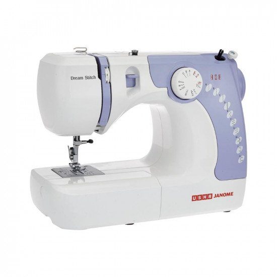 Usha Janome Dream Stitch Automatic Zig-Zag Electric Sewing Machine White and Blue