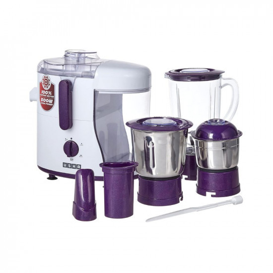 Usha JMG 0500XJ3 500 -Watt Juicer Mixer Grinder with 3 Jars MagentaWhite