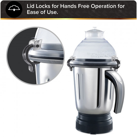 Usha Maximus Plus 800-Watt Copper Motor Mixer Grinder with 4 Jars and 5 Years Motor WarrantyBlack  Stainless steel