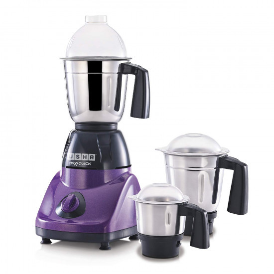 USHA Maxiquick 500-Watt Copper Motor Mixer Grinder with 3 Jars MagentaBlack