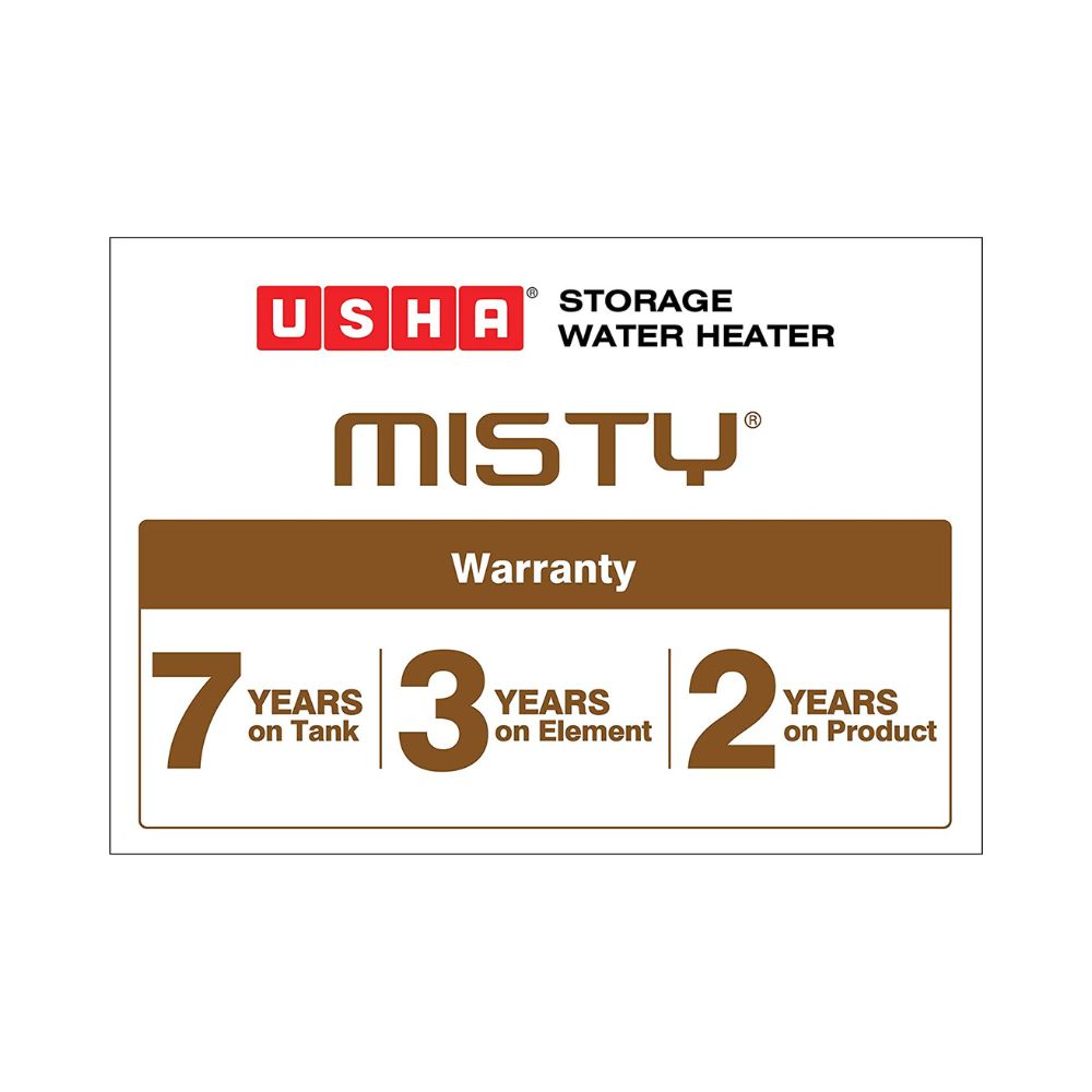 Usha Misty 10 Ltr 2000-Watt 5 Star Storage Water Heater (Grey Magnolia)