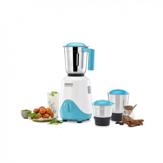 USHA Rapidmix 500-Watt Copper Motor Mixer Grinder With 3 Jars And 2 Years Product Warranty  5 Years Motor Warranty Sea GreenWhite 500 Watt