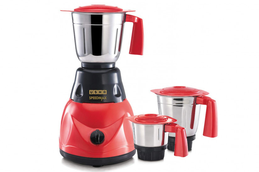 USHA SpeedMax 500-Watt Copper Motor Mixer Grinder with 3 Jars RedBlack