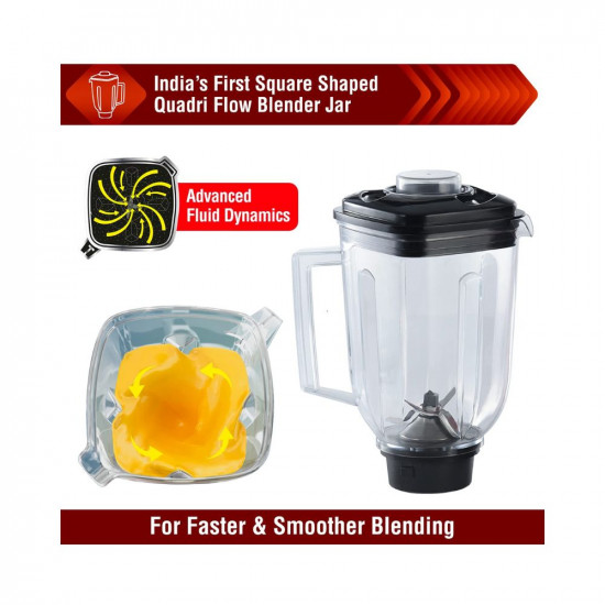 Usha Trienergy 800 Watt Powerful 100 Copper Motor 4 Jar Mixer Grinder with Unique QuadriFlow Square Blender Jar for Faster Grinding and Smooth Blending  5 Years Warranty on Motor Red