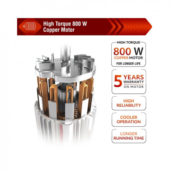 Usha Trienergy 800 Watt Powerful 100 Copper Motor 4 Jar Mixer Grinder with Unique QuadriFlow Square Blender Jar for Faster Grinding and Smooth Blending  5 Years Warranty on Motor Red