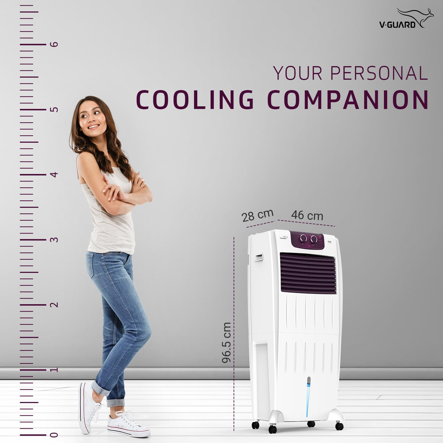 V-Guard Arido R35H-N Room Air Cooler for Home  Mosquito  Dust Filter  2 Year Warranty  35 L White  Purple burry