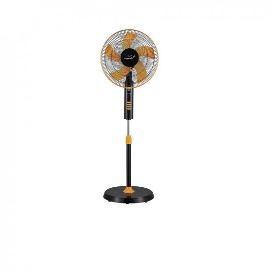 V-Guard Esfera Pedestal Fan (5 blade) with Remote Control, In-built 7.5 Hour Timer, 400 mm Sweep Size, Telescopic Height with Adjustable Metal Stand & Powerful Copper Motor | 52 W |Orange Black