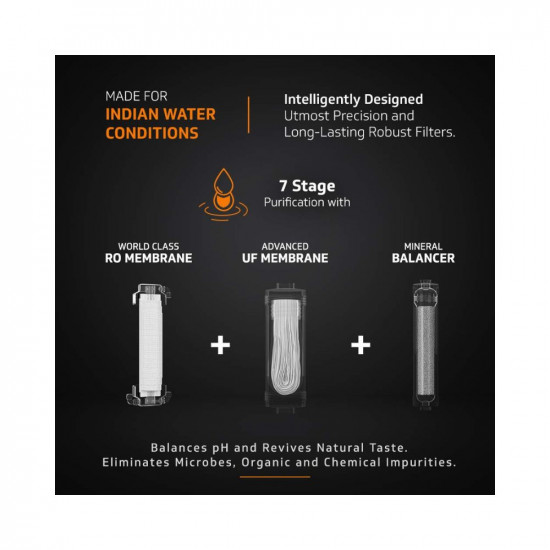 V-Guard Zenora RO UF Water Purifier | TDS up to 2000 ppm | 7 Stage Purification with World-class RO Membrane and Advanced UF Membrane | Free PAN India Installation & 1-Year | 7 Litre, Black
