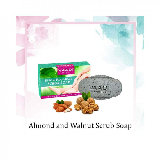 Vaadi Herbals Elbow Foot Knee Scrub With Almond And Walnut Scrub Soap, 75g (Pack Of 6)