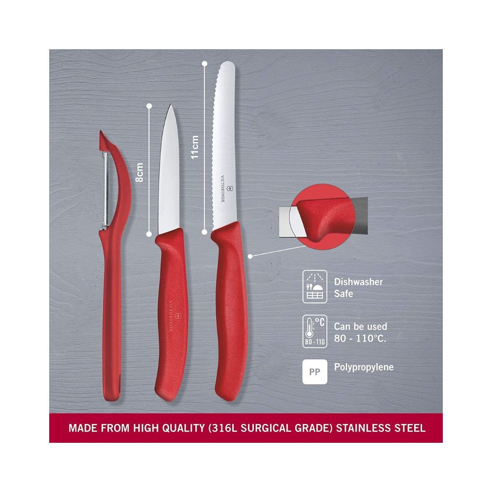 Victorinox Stainless Steel Kitchen Knife (Red)