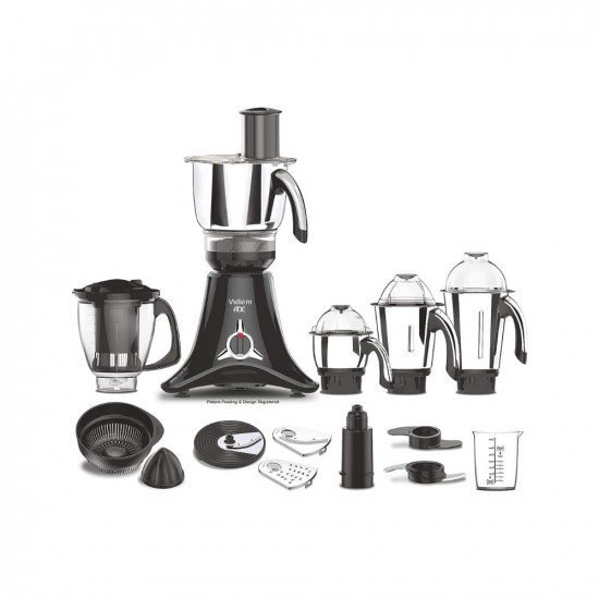 Vidiem ADC Mixer Grinder 579A Black  750 watt Mixer grinder with 5 Jars in 1 Juicer  Leakproof Jars with self-lock for wet  dry spices chutneys  curries  5 Years Warranty  Mixie grinder