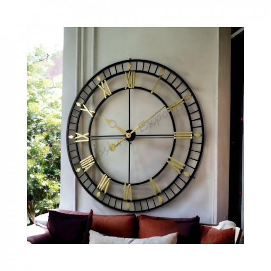 Vintage Clock Black and Gold Extra Large Wall Clock/One Year Warranty / 9076-36