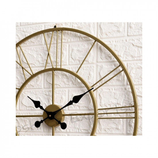 Vintage Clock Iron Hand-Crafted Large Brass Colour Wall Clock (60 x 60 cm)