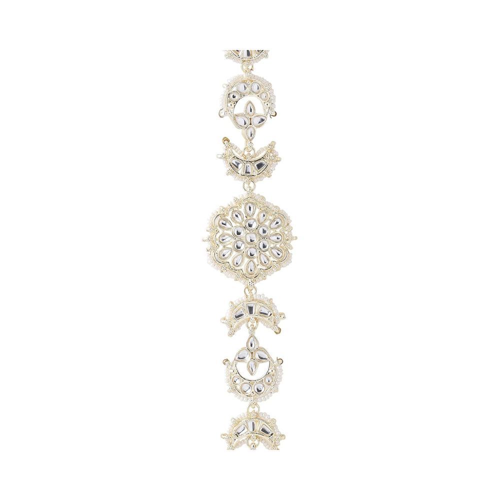 Viraasi Gold Plated Kundan Matha Patti Stone Studded Ethnic Matha Patti