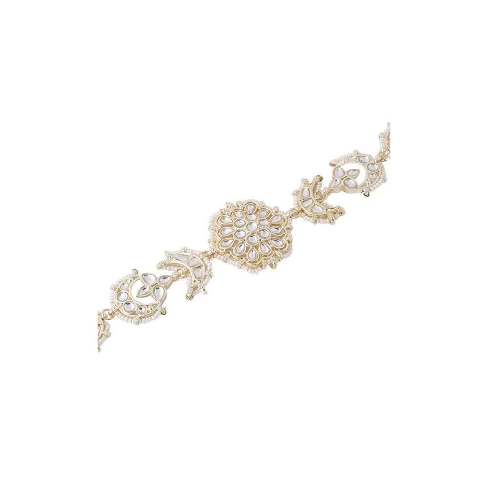 Viraasi Gold Plated Kundan Matha Patti Stone Studded Ethnic Matha Patti