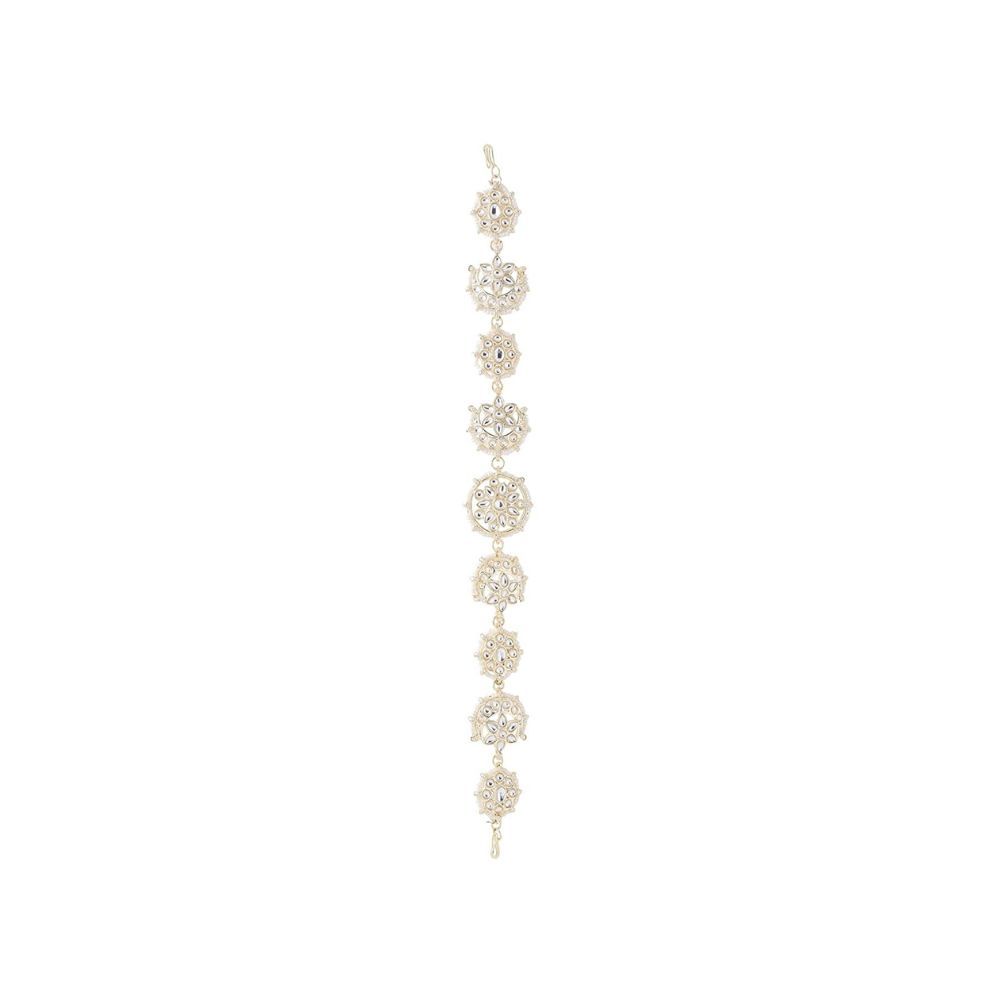 Viraasi Kundan Beaded Matha Patti Gold Plated Ethnic Matha Patti for Women