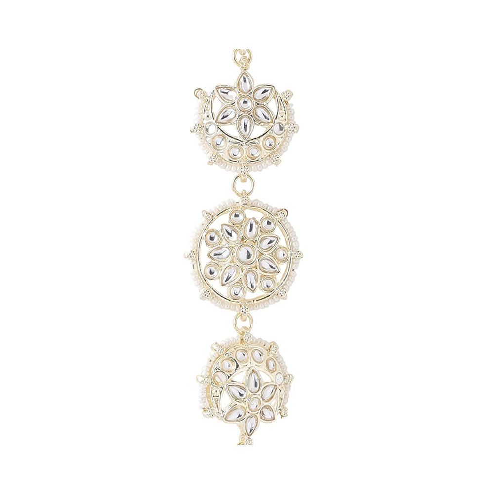 Viraasi Kundan Beaded Matha Patti Gold Plated Ethnic Matha Patti for Women