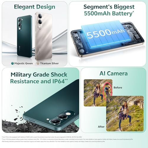 Vivo Y19e Majestic Green 4GB RAM 64GB Storage with No Cost EMIAdditional Exchange Offers  with Charger