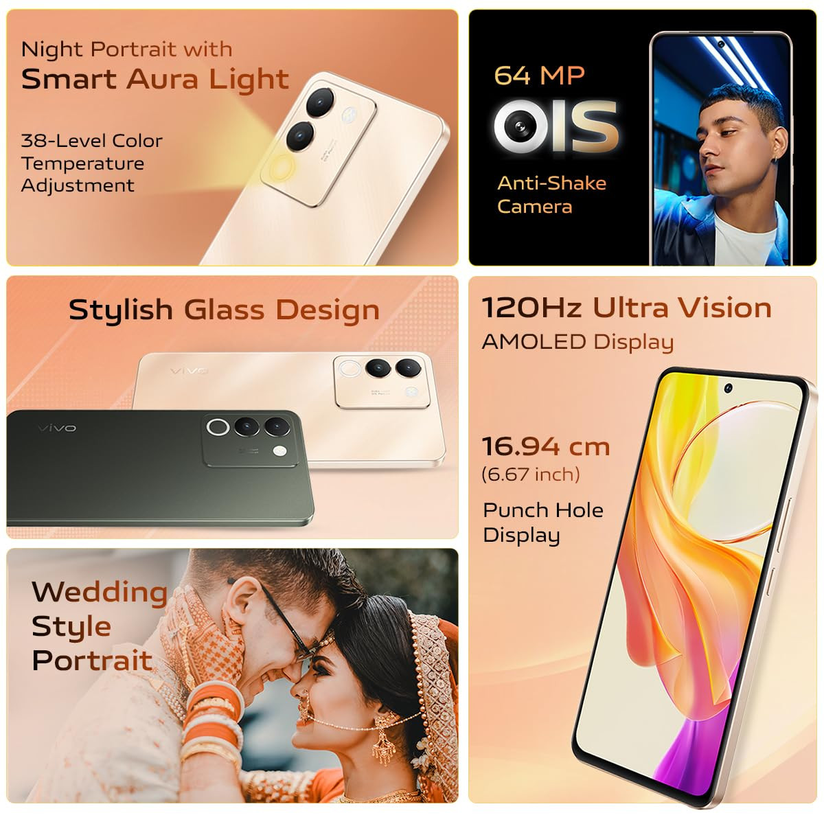 Vivo Y200 5G Desert Gold 8GB RAM 256GB Storage with No Cost EMIAdditional Exchange Offers