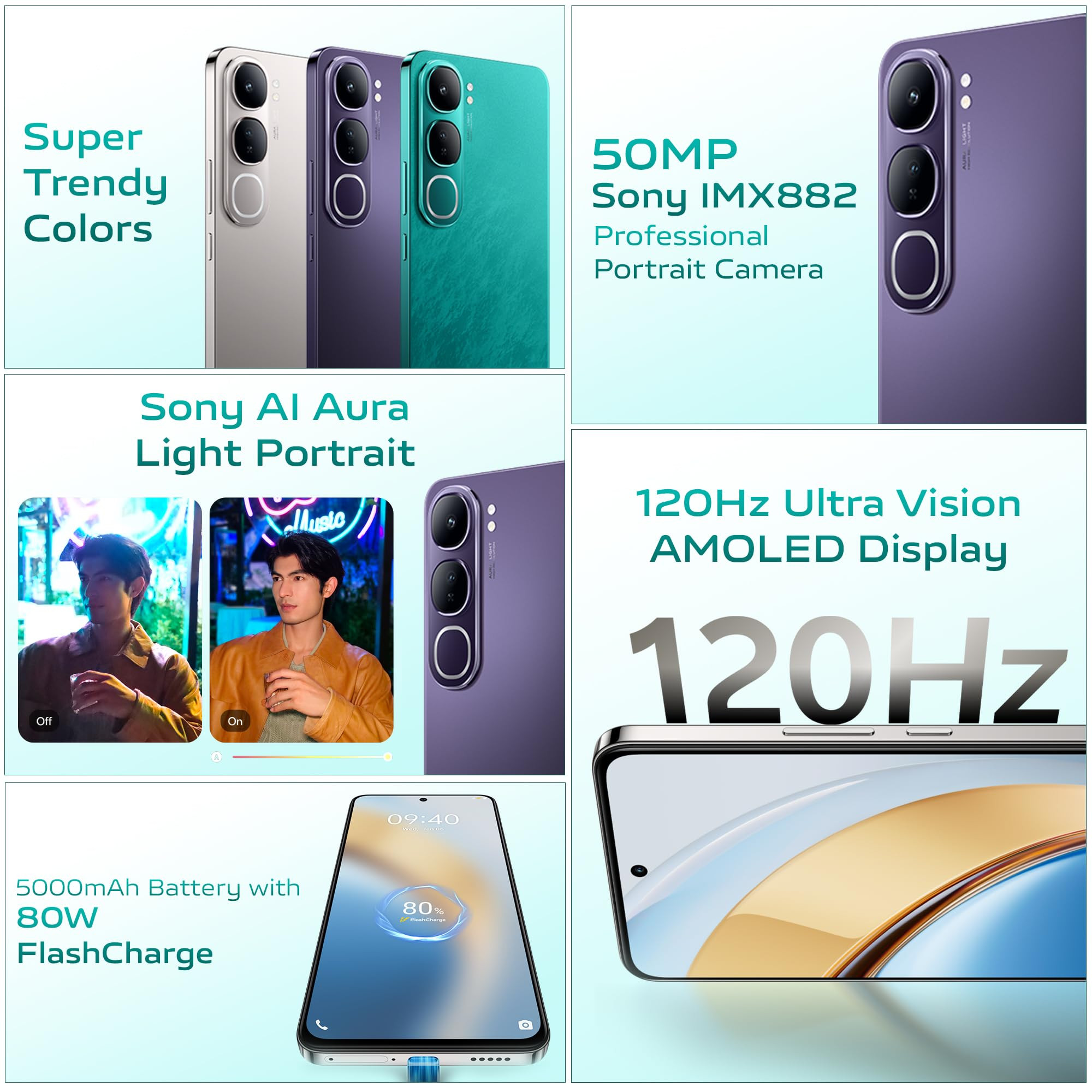 Vivo Y300 5G Phantom Purple 8GB RAM 256GB Storage with No Cost EMIAdditional Exchange Offers