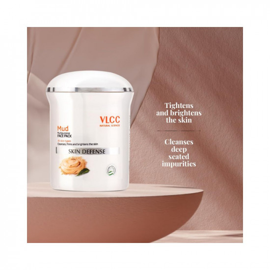 VLCC Skin Defense Mud Face Pack - 70 g | Skin Healing & Rejuvenating Mask - Helps Cleanse, Firm & Brighten Skin with Kaolin Clay, Almond & Mint Oil | Helps Soothe Irritation & Detox Skin