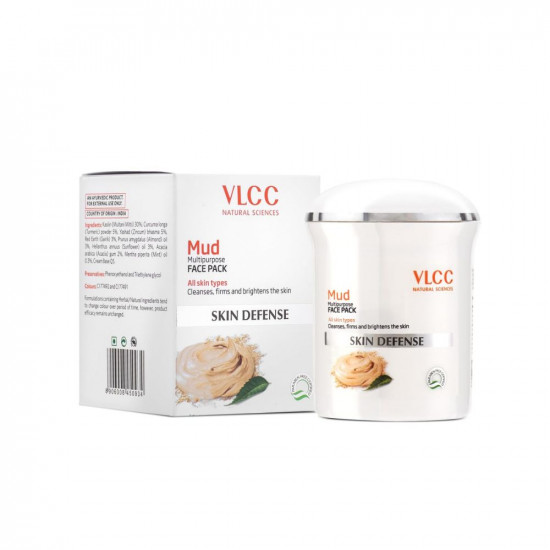 VLCC Skin Defense Mud Face Pack - 70 g | Skin Healing & Rejuvenating Mask - Helps Cleanse, Firm & Brighten Skin with Kaolin Clay, Almond & Mint Oil | Helps Soothe Irritation & Detox Skin