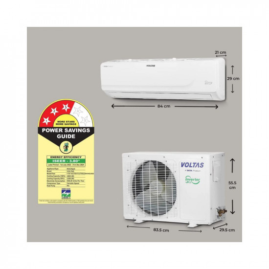 Voltas 1.4 Ton 3 Star Inverter Split AC(Copper, Adjustable Cooling, Anti-dust Filter, 2023 Model, 173V Vectra Platina, White)