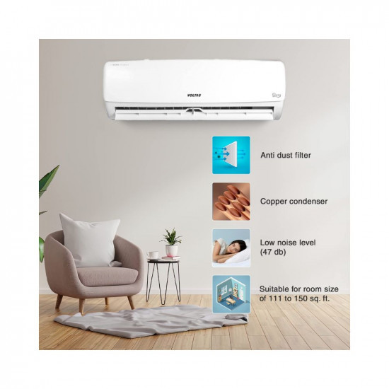 Voltas 15 Ton 3 Star Fixed Speed Split AC Copper LED Display Anti-dust Filter 2023 Model 183 Vectra Elegant White