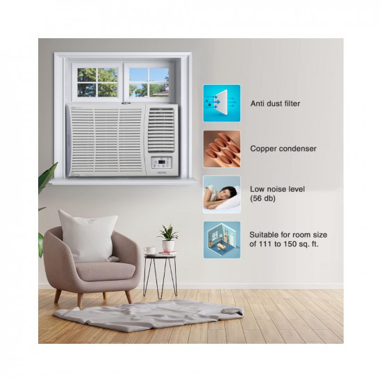 Voltas 15 Ton 3 Star Fixed Speed Window AC Copper Turbo Mode 2023 Model 183 Vectra Pearl White