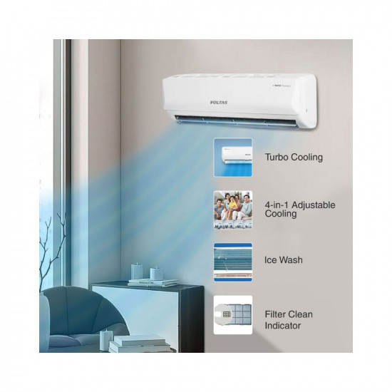 Voltas 15 Ton 3 Star Inverter Split ACCopper 5-in-1 Adjustable Mode Anti-dust Filter 2023 Model 183V Vertis Emerald White