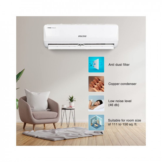 Voltas 15 Ton 3 Star Inverter Split ACCopper 5-in-1 Adjustable Mode Anti-dust Filter 2023 Model 183V Vertis Emerald White
