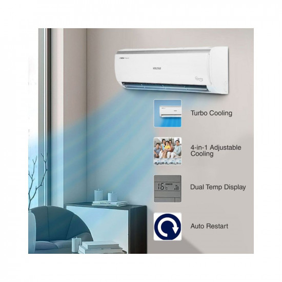 Voltas 2 Ton 3 Star, Inverter Split AC(Copper, 4-in-1 Adjustable Mode, Anti-dust Filter, 2023 Model, 243V Vectra Elite, White)